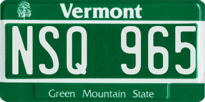 VT license plate NSQ965