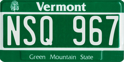 VT license plate NSQ967