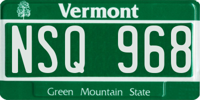 VT license plate NSQ968