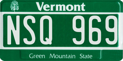 VT license plate NSQ969