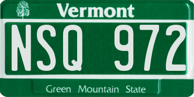 VT license plate NSQ972