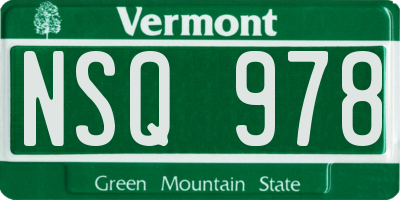 VT license plate NSQ978