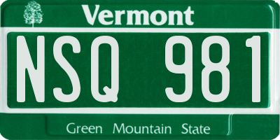 VT license plate NSQ981