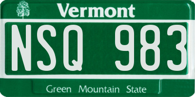 VT license plate NSQ983