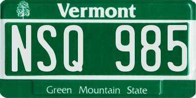 VT license plate NSQ985