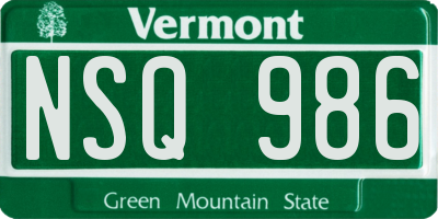 VT license plate NSQ986