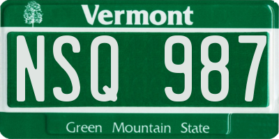 VT license plate NSQ987