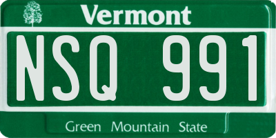 VT license plate NSQ991