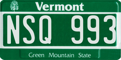 VT license plate NSQ993