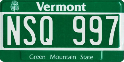 VT license plate NSQ997