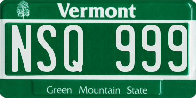 VT license plate NSQ999