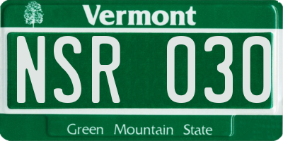 VT license plate NSR030