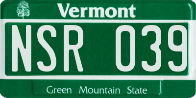 VT license plate NSR039