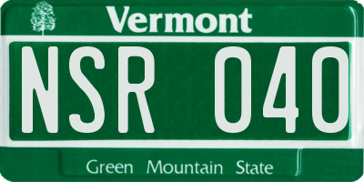 VT license plate NSR040