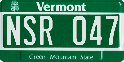 VT license plate NSR047