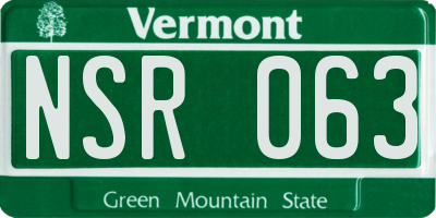 VT license plate NSR063