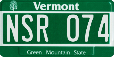 VT license plate NSR074