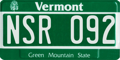 VT license plate NSR092