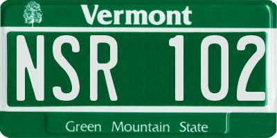 VT license plate NSR102
