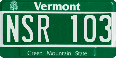 VT license plate NSR103