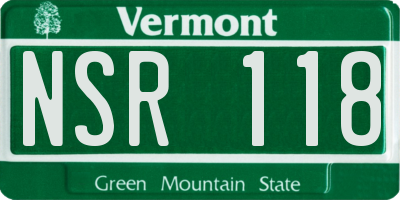 VT license plate NSR118