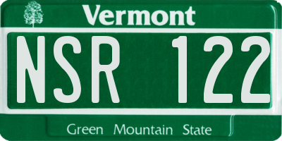VT license plate NSR122