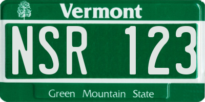 VT license plate NSR123
