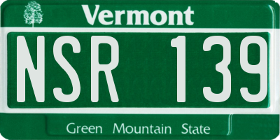 VT license plate NSR139