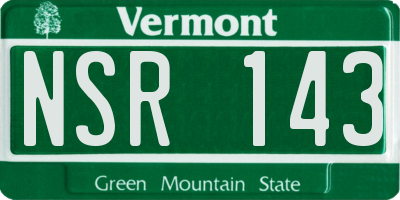 VT license plate NSR143