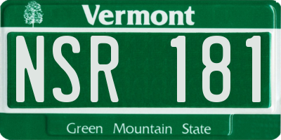 VT license plate NSR181