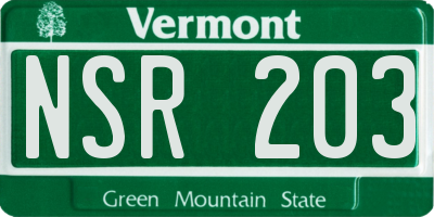 VT license plate NSR203