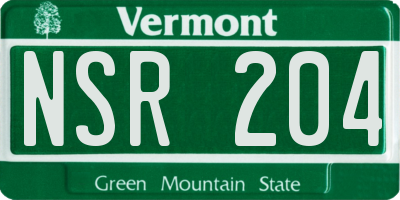 VT license plate NSR204