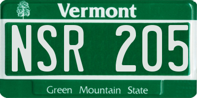VT license plate NSR205