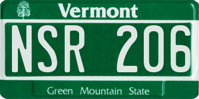 VT license plate NSR206