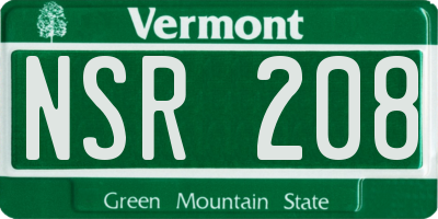 VT license plate NSR208