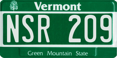 VT license plate NSR209