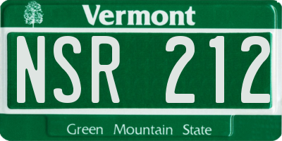 VT license plate NSR212