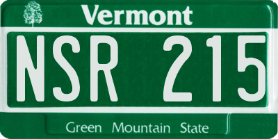 VT license plate NSR215