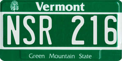 VT license plate NSR216