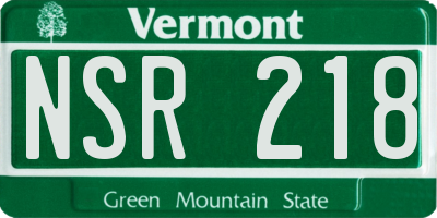 VT license plate NSR218