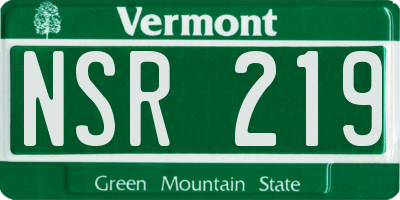 VT license plate NSR219