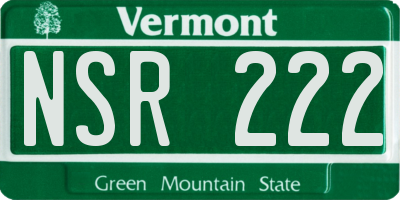 VT license plate NSR222