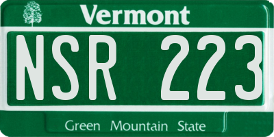 VT license plate NSR223