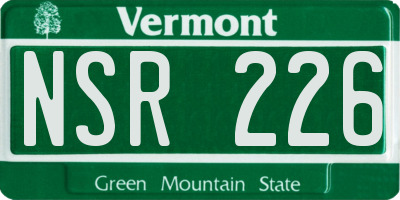 VT license plate NSR226