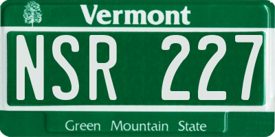 VT license plate NSR227