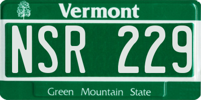 VT license plate NSR229