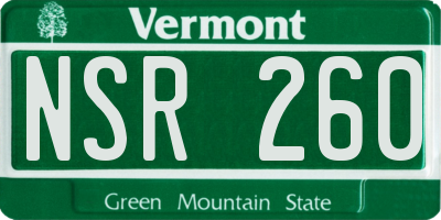 VT license plate NSR260