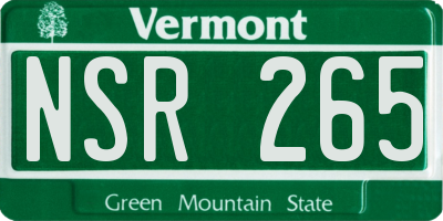 VT license plate NSR265