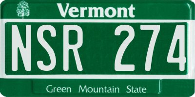 VT license plate NSR274