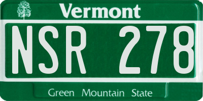 VT license plate NSR278